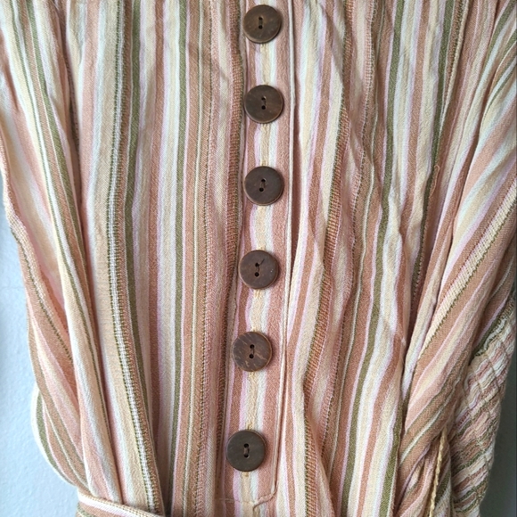 NWT American Eagle Pastel Stripe Halter One Piece Button Detail Jumpsuit - M - Picture 2 of 6